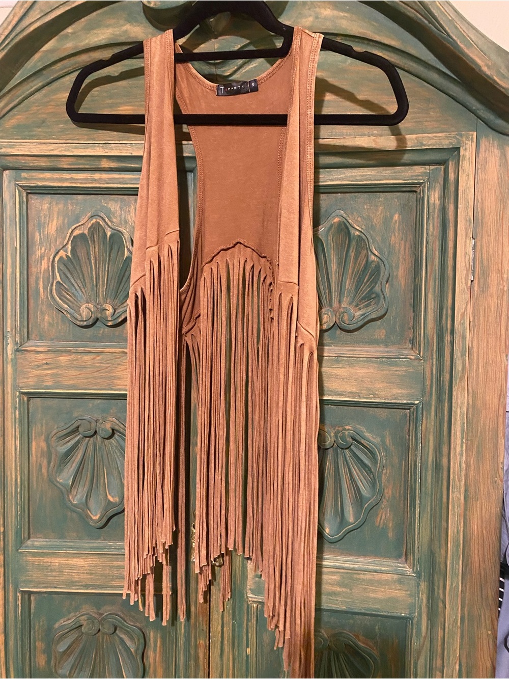 Fringe Faux Suede Vest - Tan